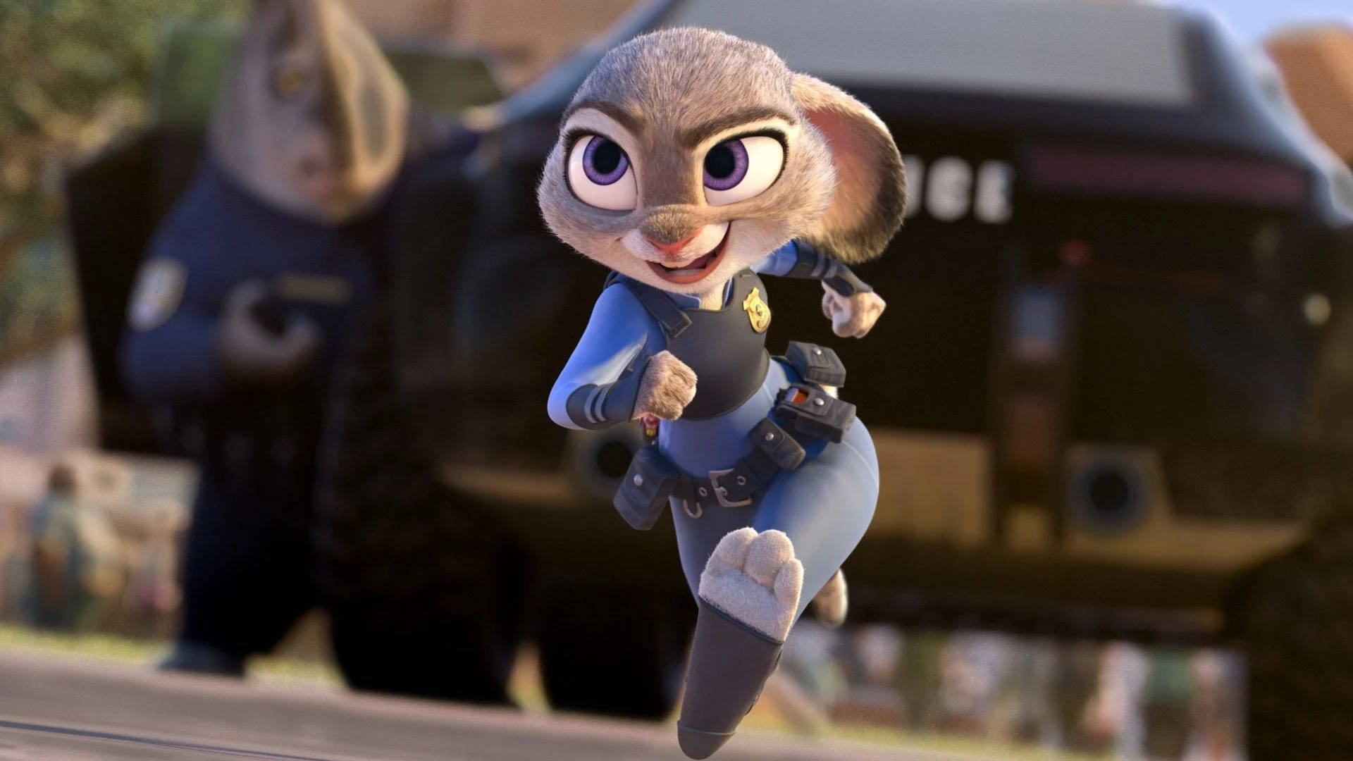 Judy Hopps, blue uniform, animated rabbit cop, Full HD Desktop Wallpaper