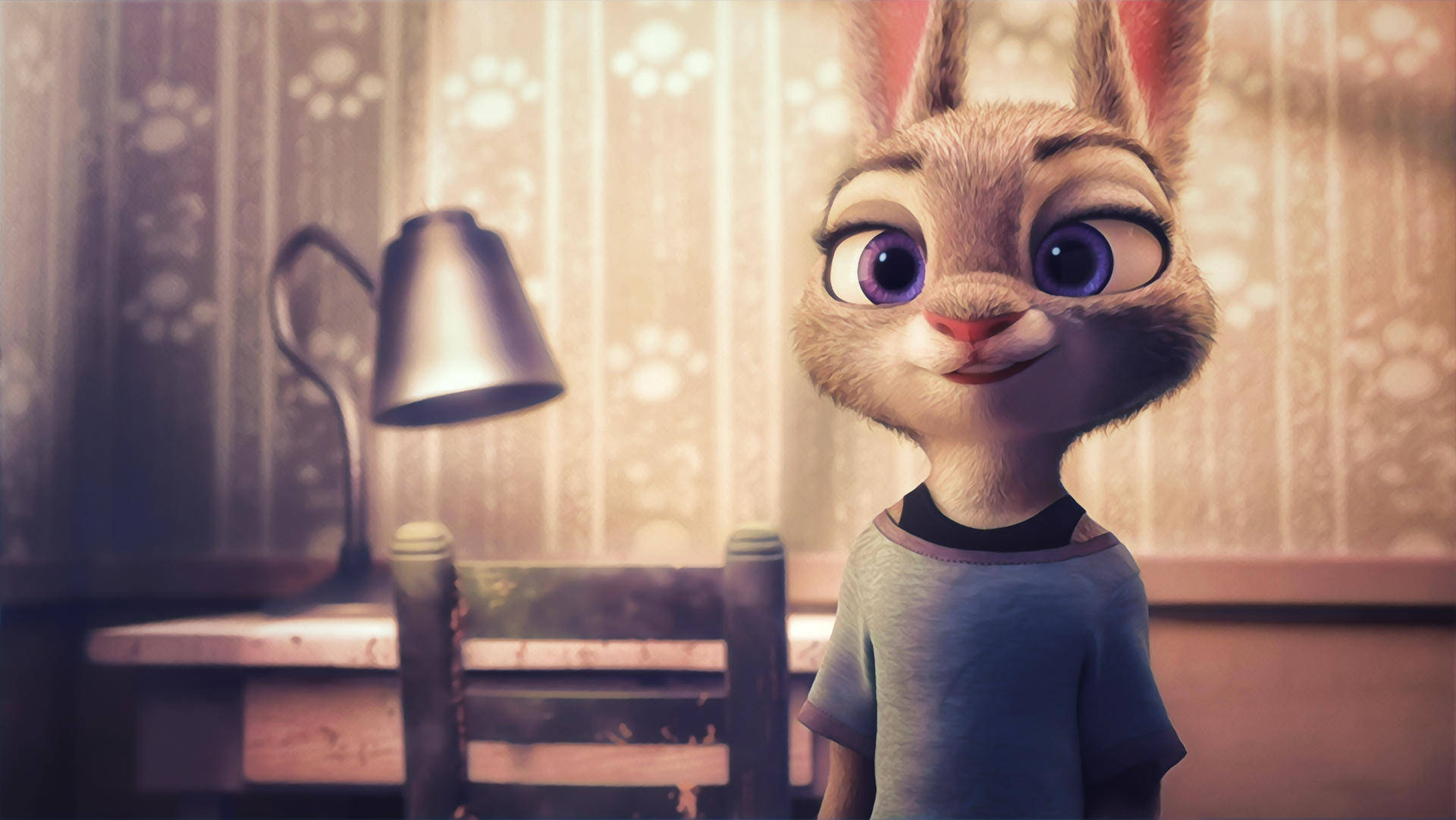 Judy Hopps, animated rabbit, big blue eyes, Full HD Desktop Wallpaper