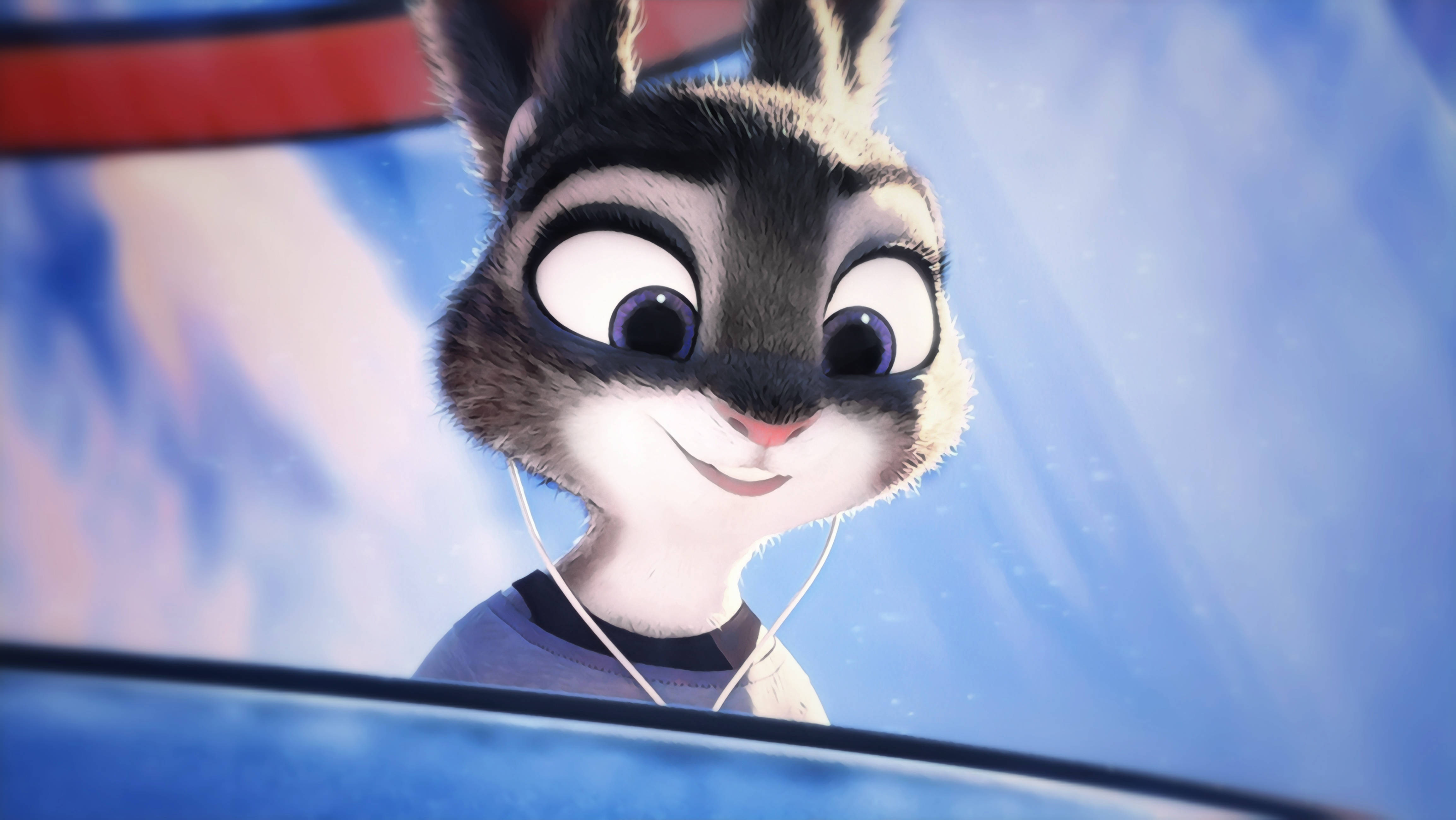Judy Hopps, animated rabbit, big blue eyes, 4K Desktop Wallpaper