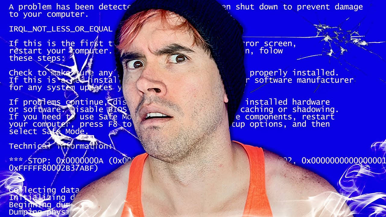 JuegaGerman, blue screen of death, red hair, HD Desktop Wallpaper