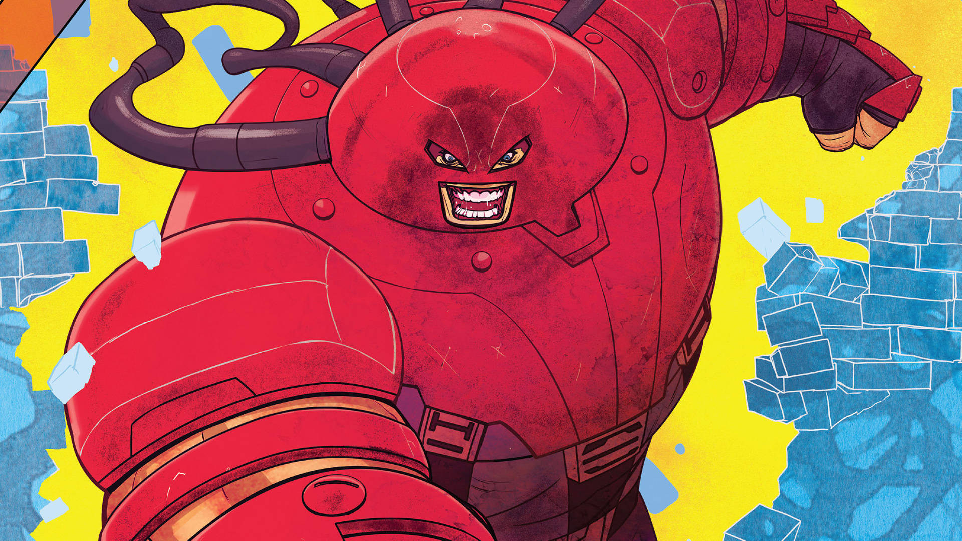 Juggernaut, red armored superhero, glowing eyes, Full HD Desktop Wallpaper
