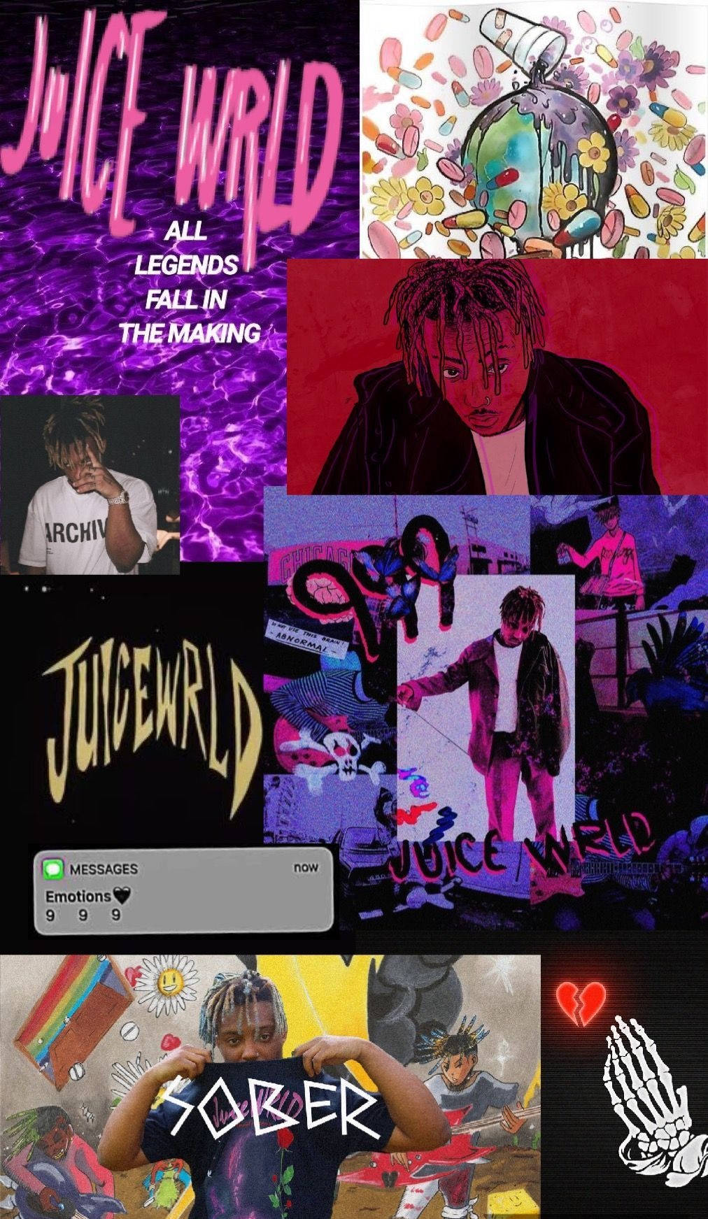Juice WRLD, psychedelic colors, pop culture references, HD Phone Wallpaper