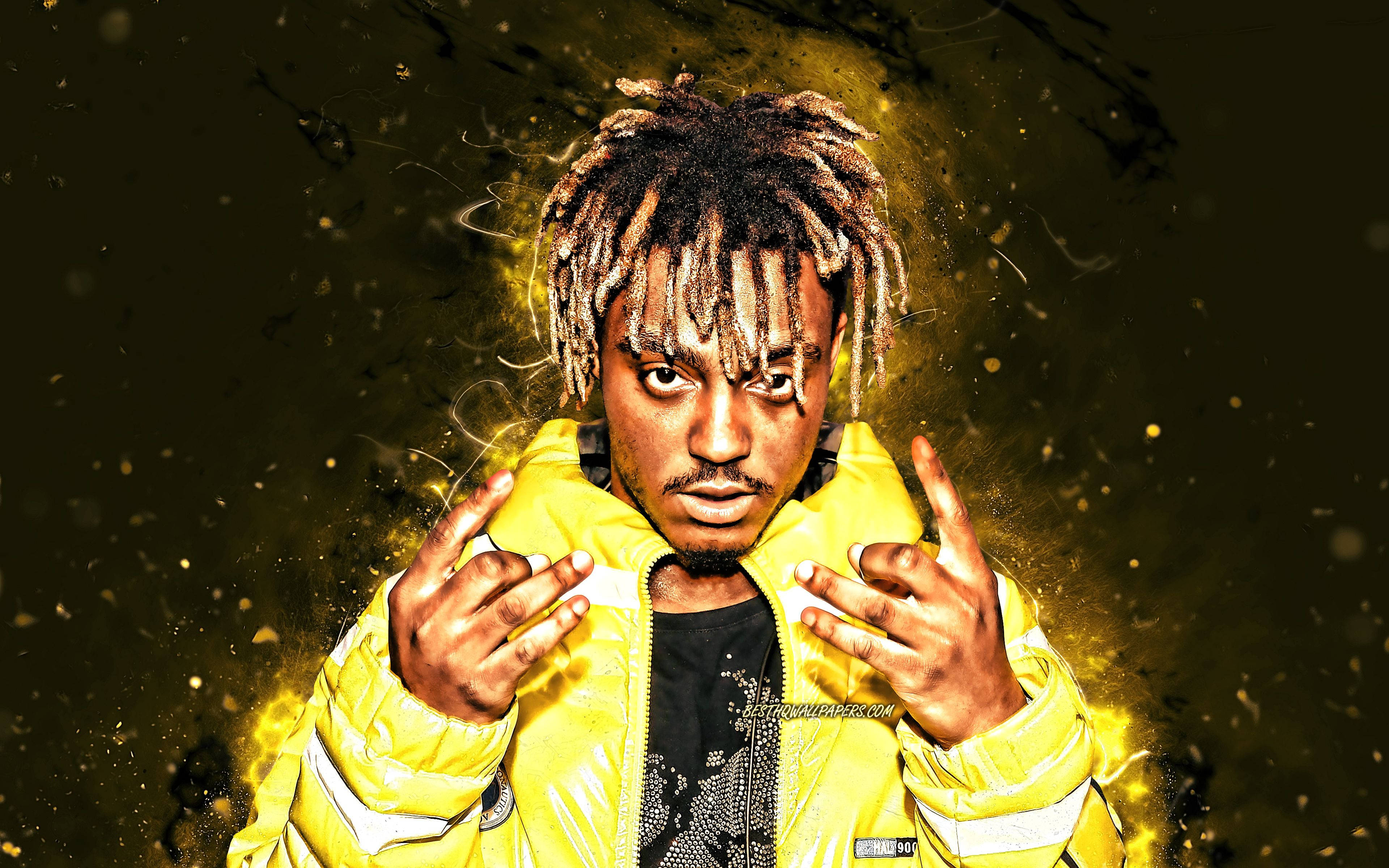 Juice Wrld, yellow jacket, dreadlocks, 4K Desktop Wallpaper