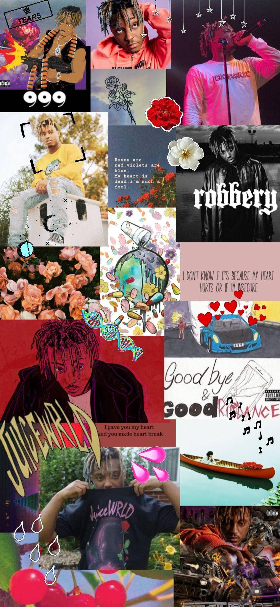 Juice Wrld, vibrant collage, bold colors, Full HD Phone Wallpaper