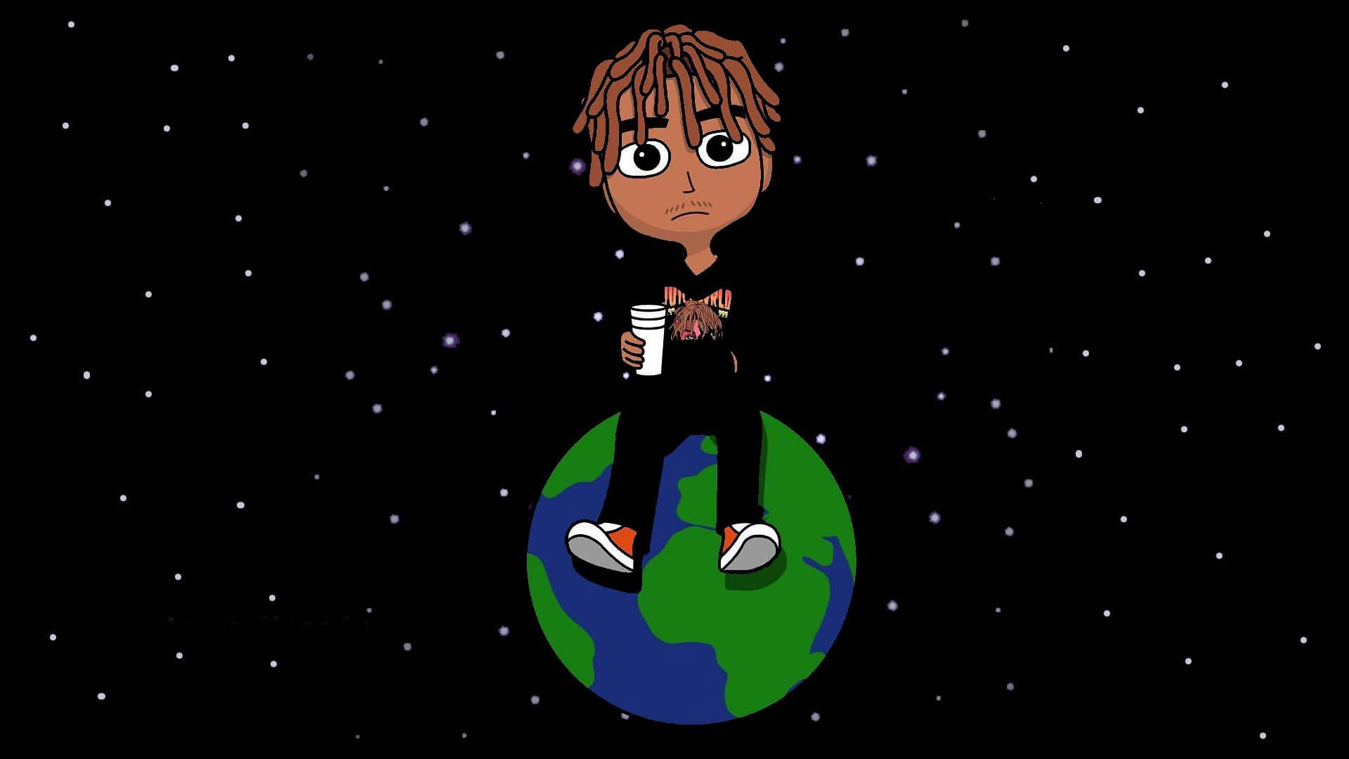 Juice Wrld Aesthetic, dreadlocks, stylized Earth, Full HD Desktop Wallpaper
