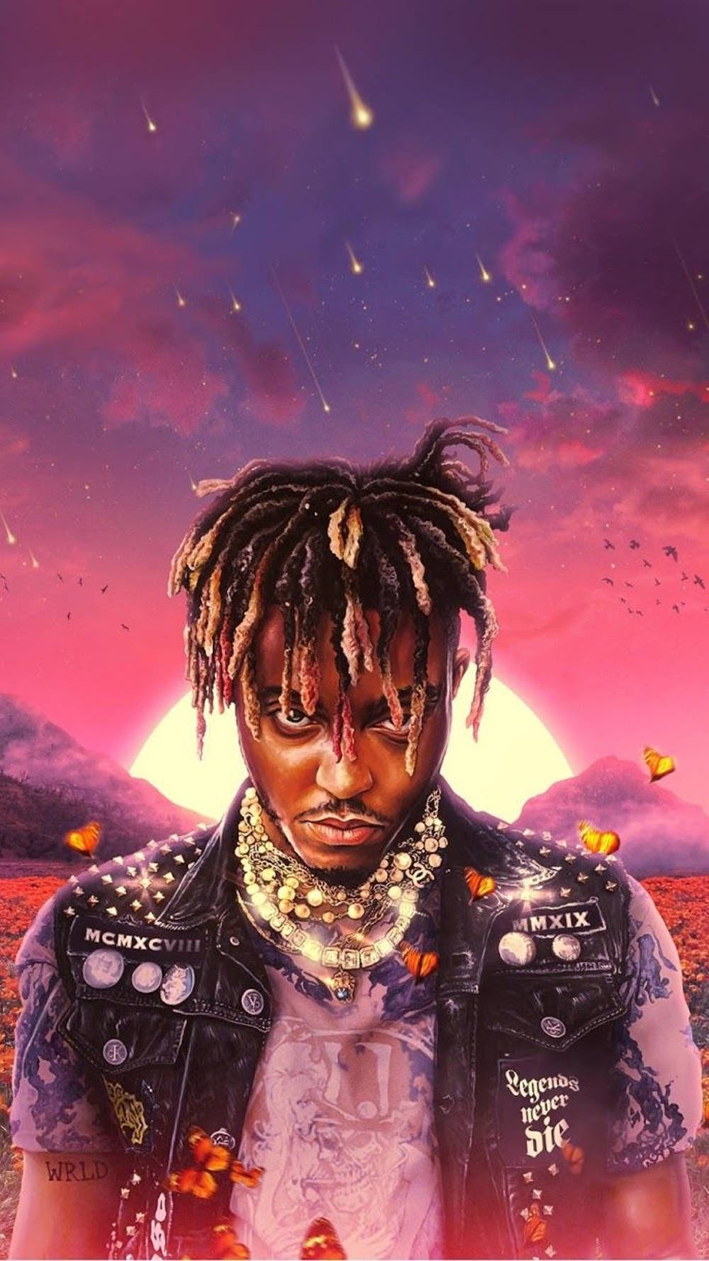Juice Wrld, dreadlocks, ornate jewelry, HD Phone Wallpaper