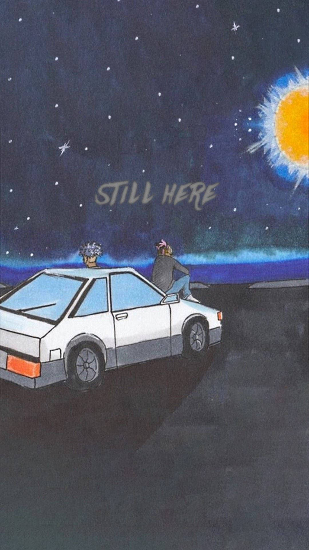 Juice Wrld Aesthetic, starry night sky, white car, Full HD Phone Wallpaper