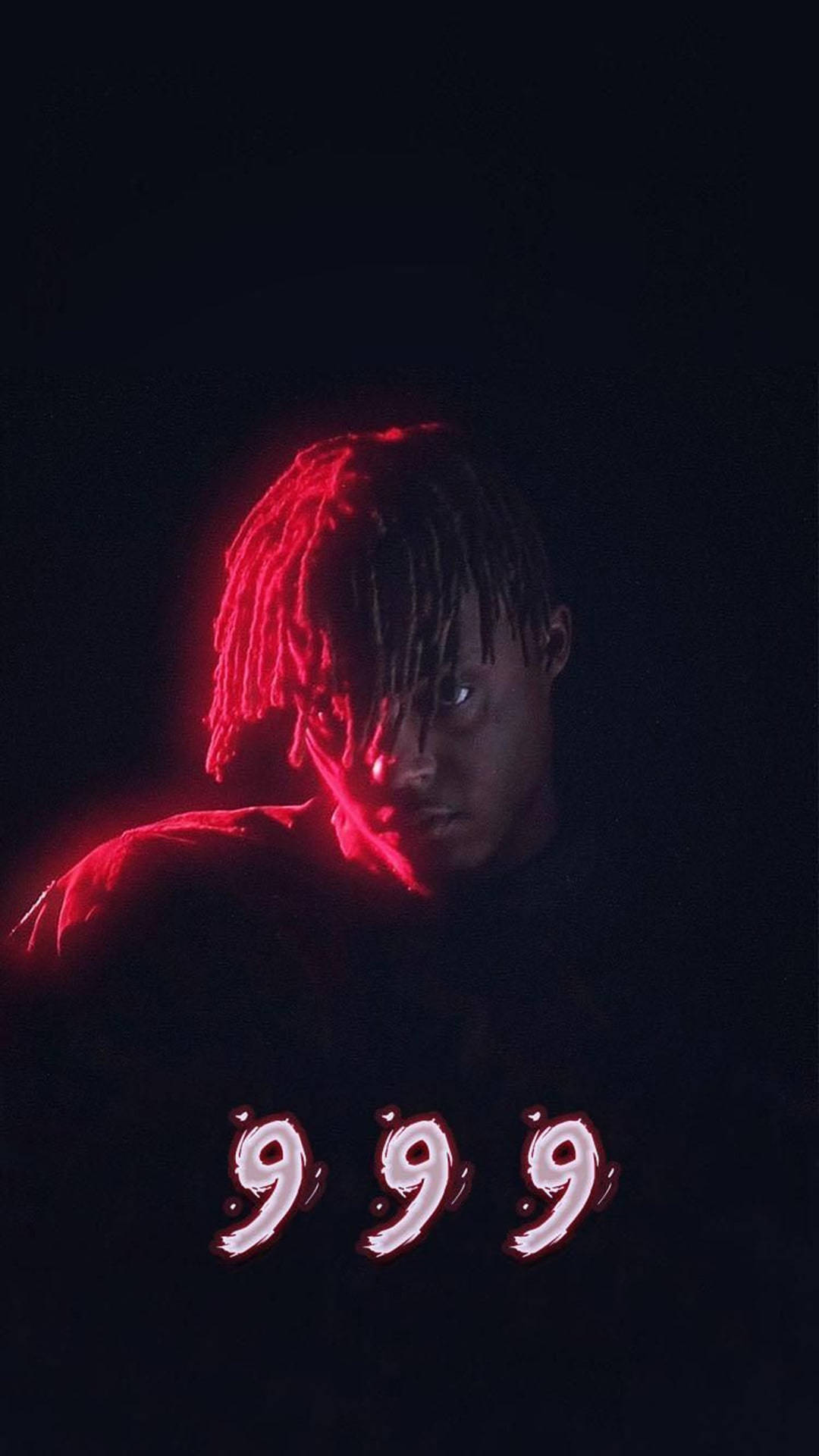 Juice WRLD 999 Pink, glowing red dreadlocks, black background, Full HD Phone Wallpaper