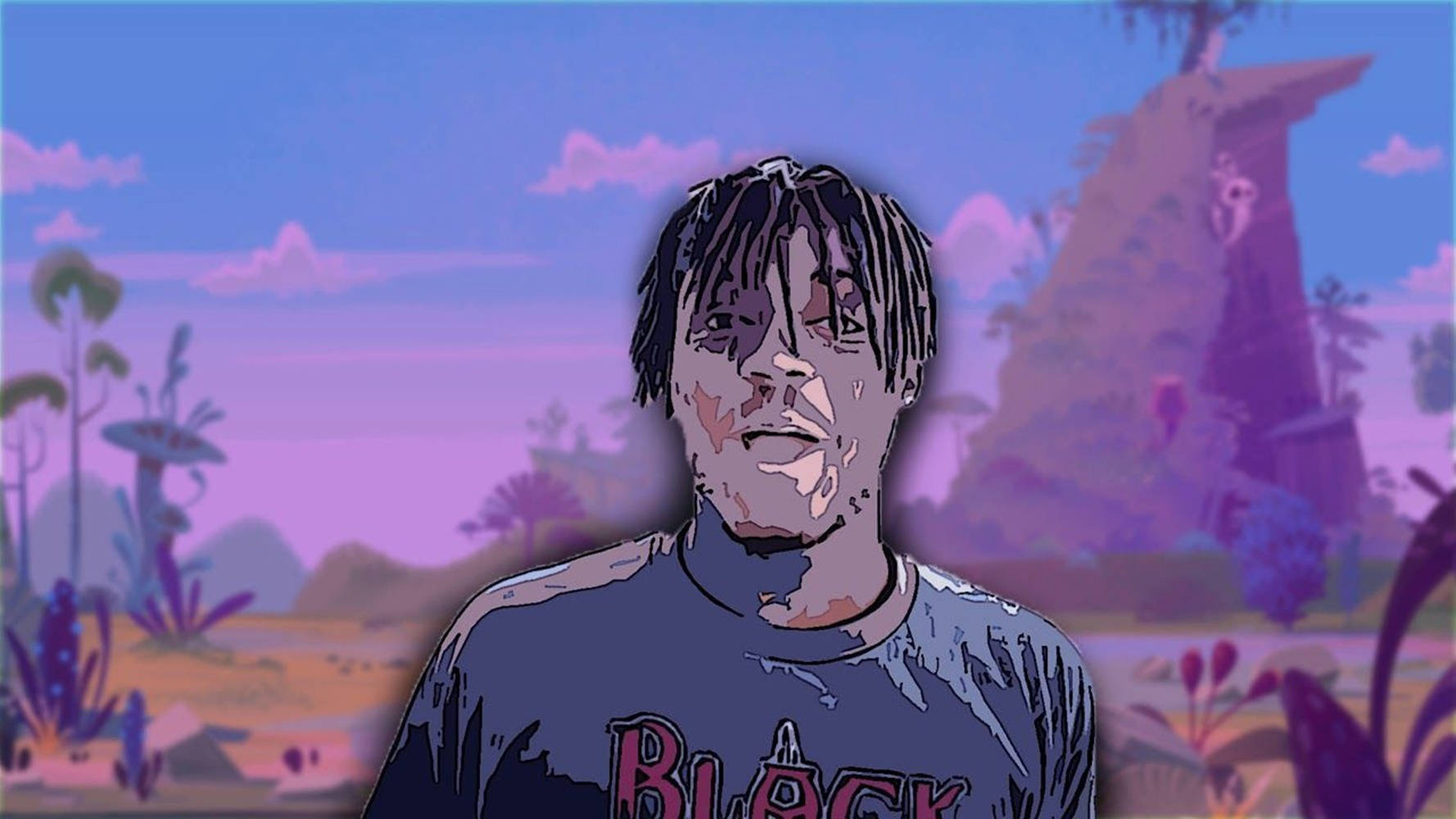 Juice Wrld Aesthetic, dreadlocks, surreal purple alien landscape, HD Desktop Wallpaper