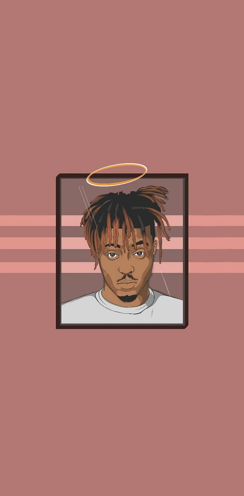 Juice Wrld, halo, pink striped background, HD Phone Wallpaper