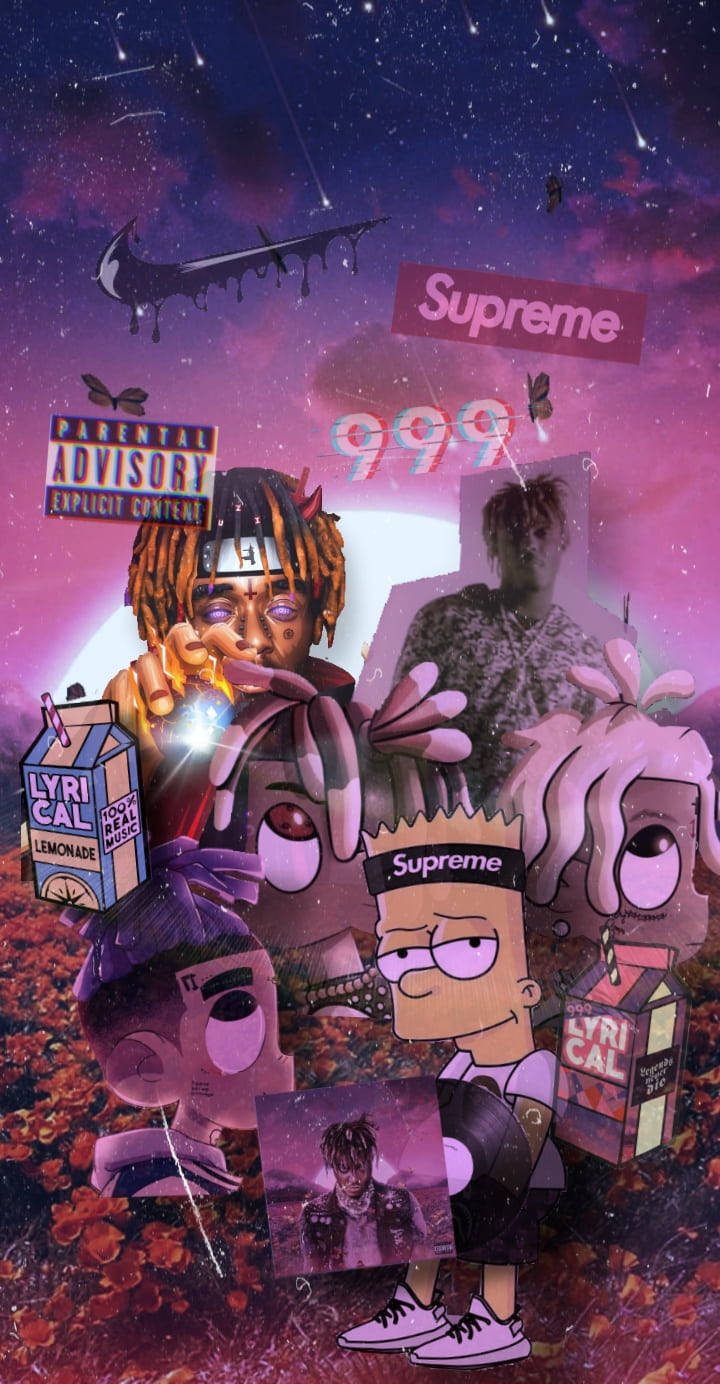 Juice Wrld, cartoon, cosmic purple sky, HD Phone Wallpaper
