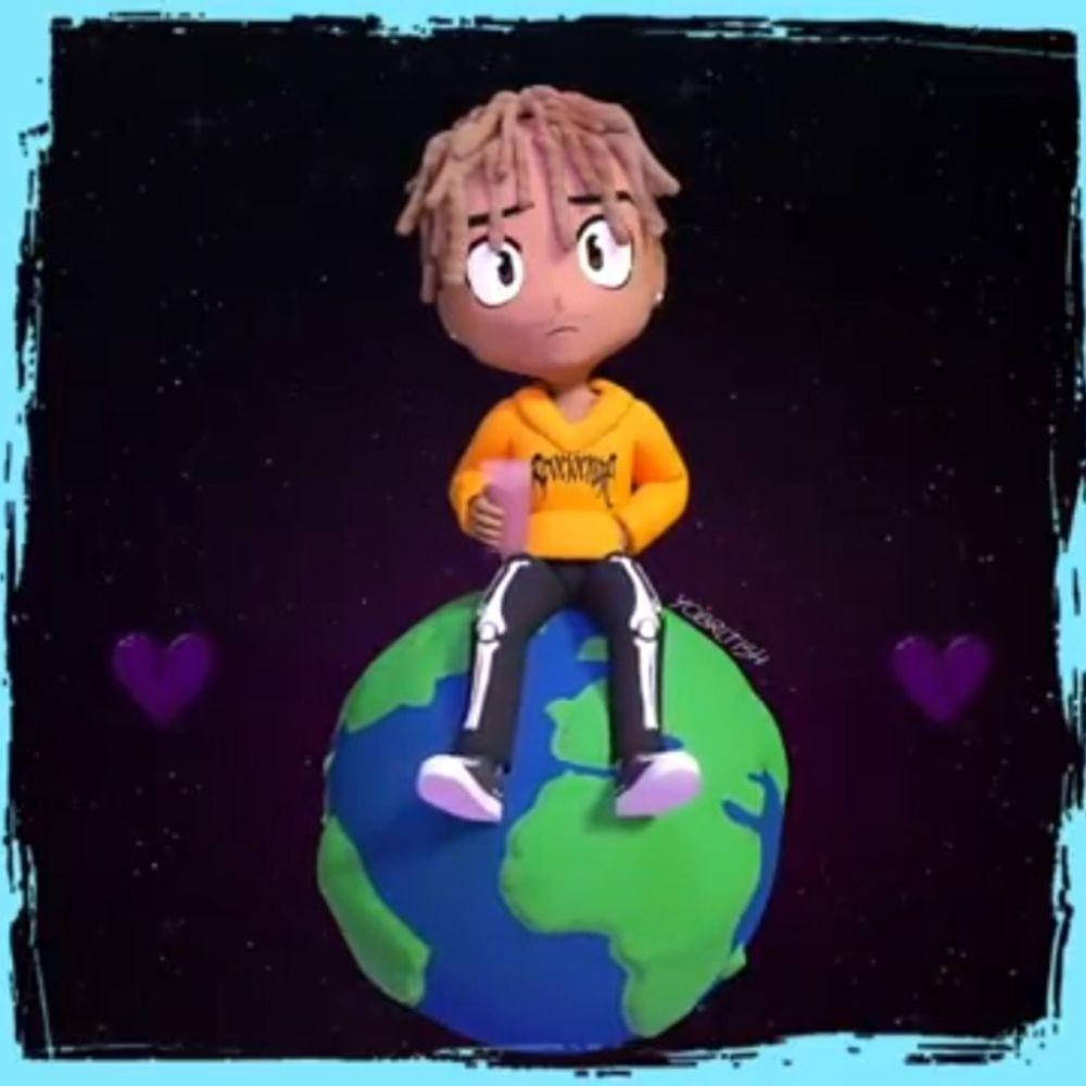 Juice Wrld, chibi-style animated character, dreadlocks, SD Desktop Wallpaper