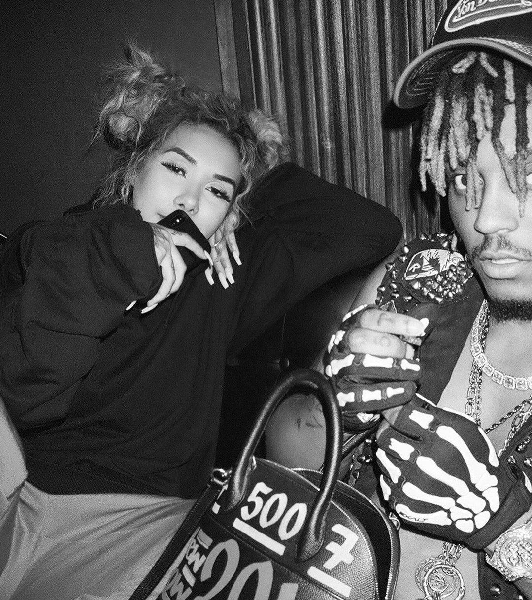 Juice WRLD And Ally, black and white, indoor shot, SD Phone Wallpaper