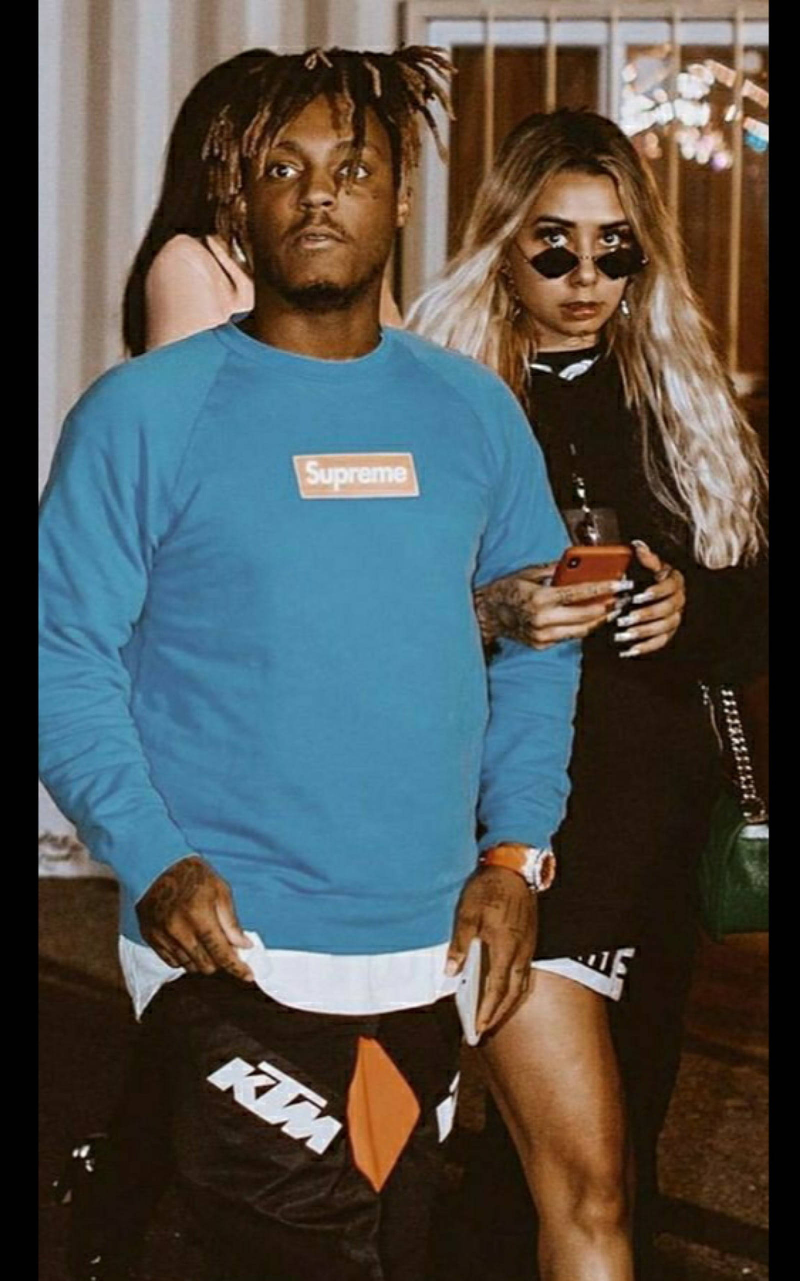 Juice WRLD, Ally, blue Supreme sweatshirt, 2K Phone Wallpaper