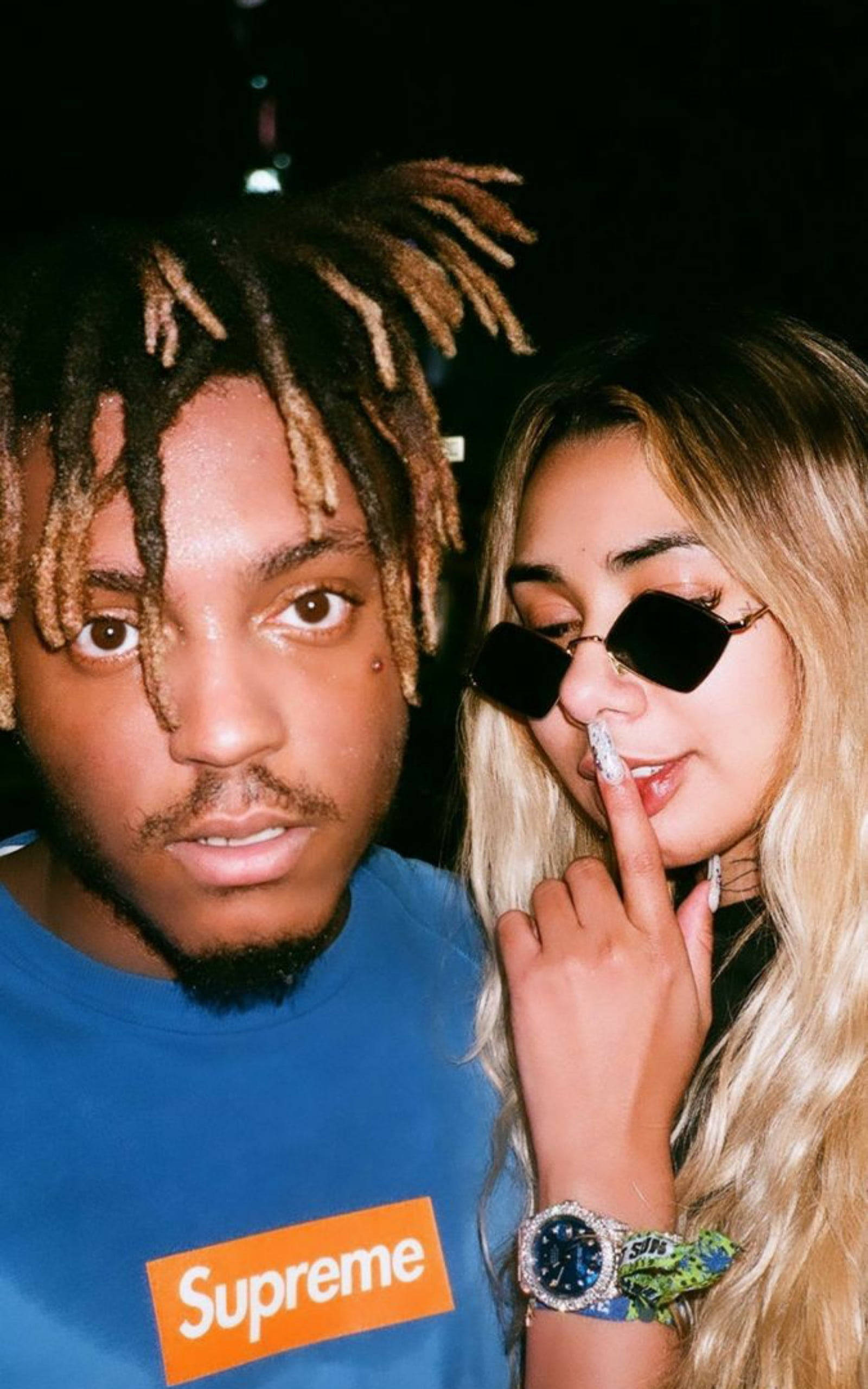 Juice WRLD, Ally, blue Supreme shirt, 2K Phone Wallpaper