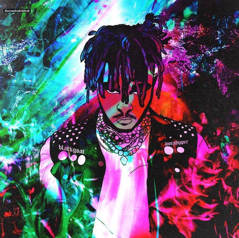 Juice WRLD, dreadlocks, neon colors, SD Desktop Wallpaper