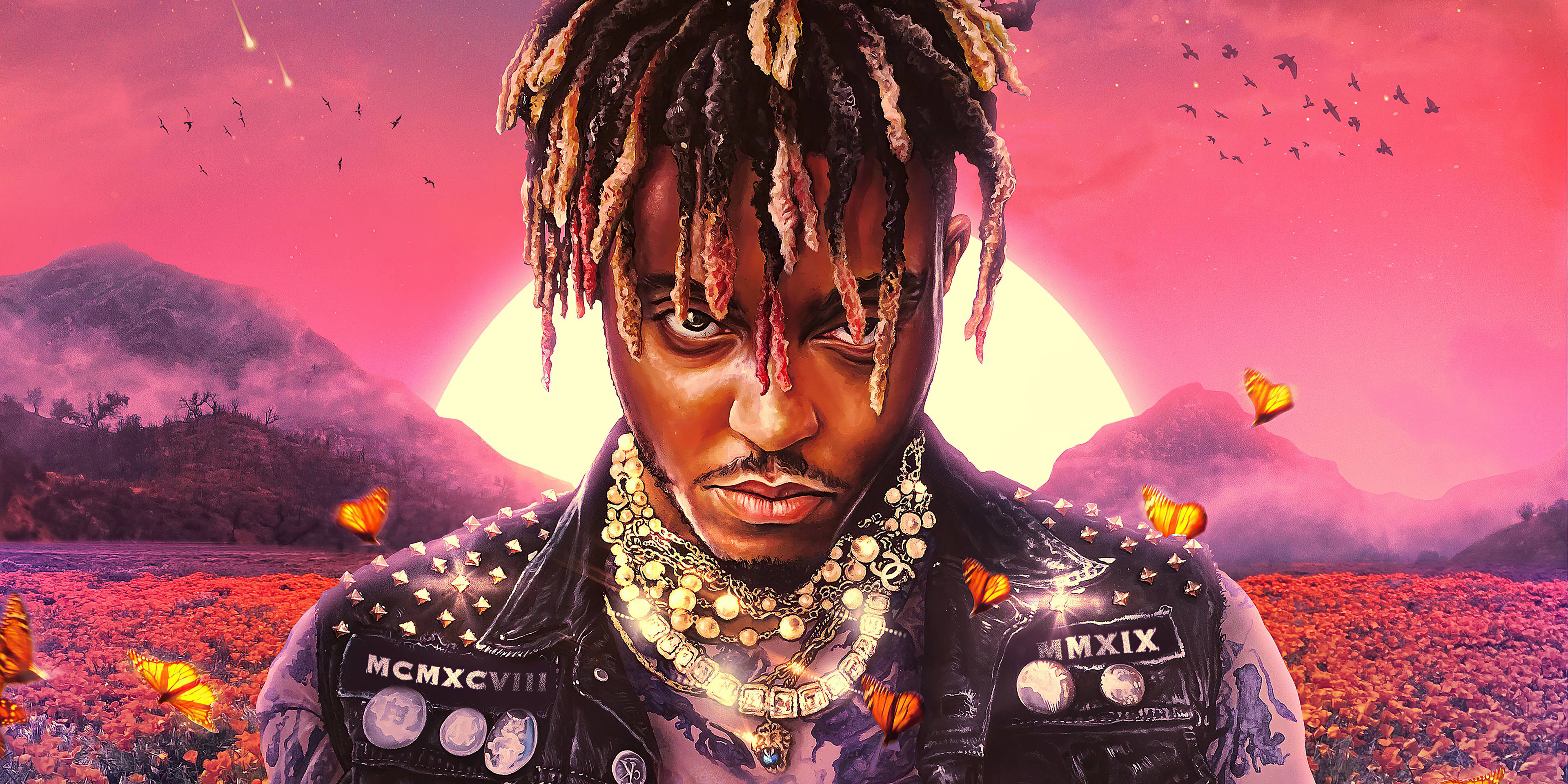 Juice Wrld, dreadlocks, ornate jewelry, 4K Desktop Wallpaper