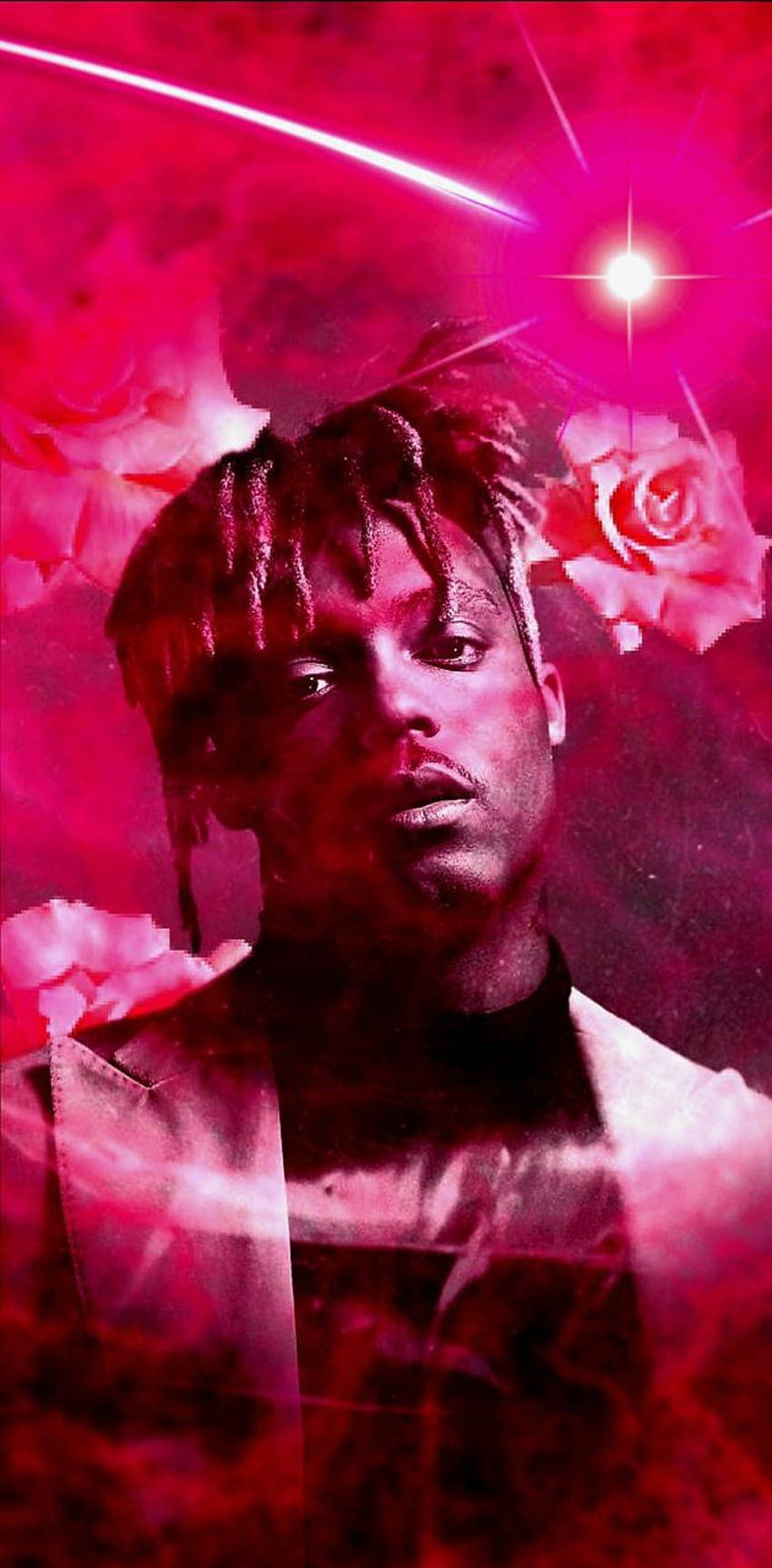 Juice Wrld, red aesthetic, vibrant pink cosmic background, HD Phone Wallpaper