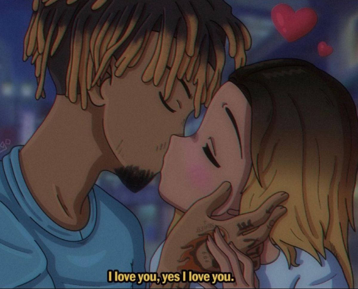 Juice Wrld, anime, kissing, SD Desktop Wallpaper