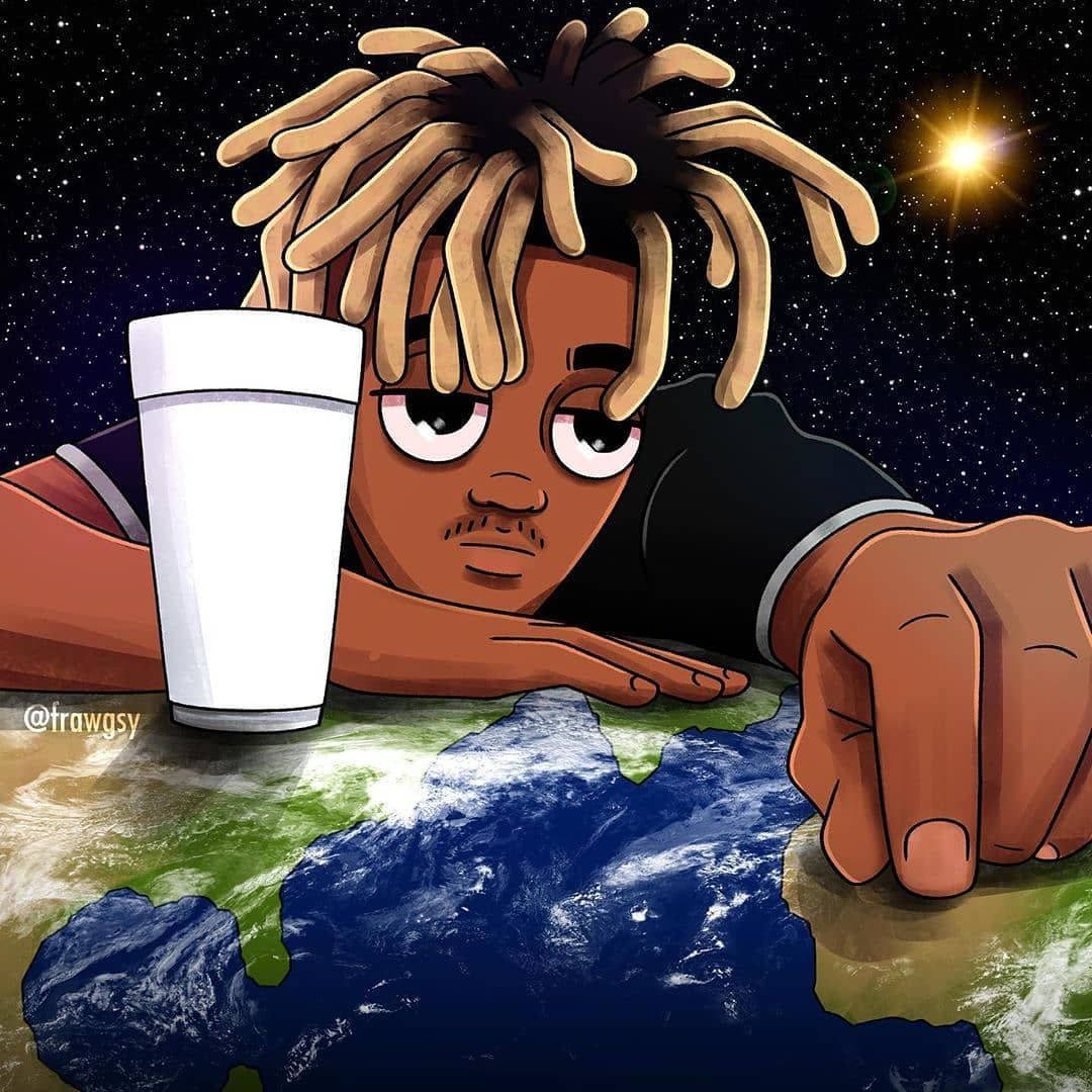 Juice Wrld Anime, dreadlocks, globe, SD Desktop Wallpaper