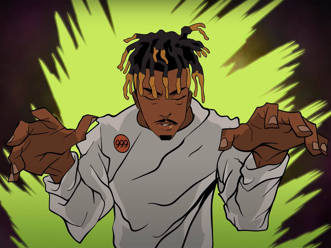 Juice Wrld, animated, dreadlocks, HD Desktop Wallpaper