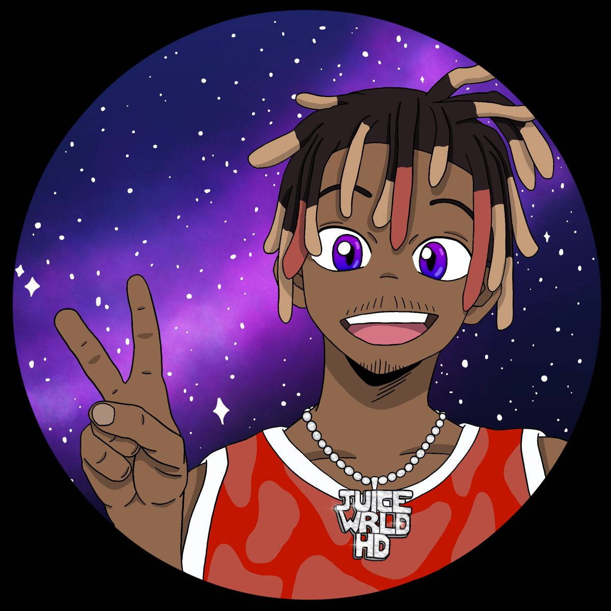 Juice WRLD, anime, vibrant purple, SD Desktop Wallpaper