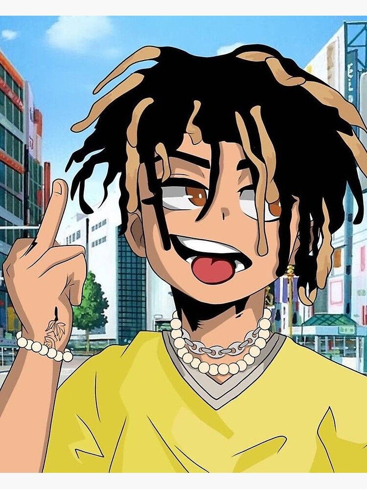 Juice Wrld Anime, yellow shirt, dreadlocks, SD Phone Wallpaper