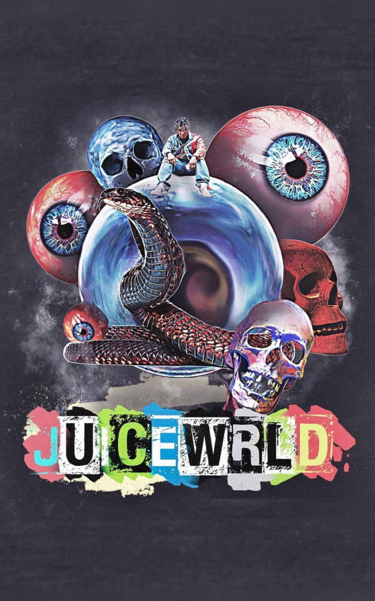 Juice Wrld, eyeball, skulls, Full HD Phone Wallpaper