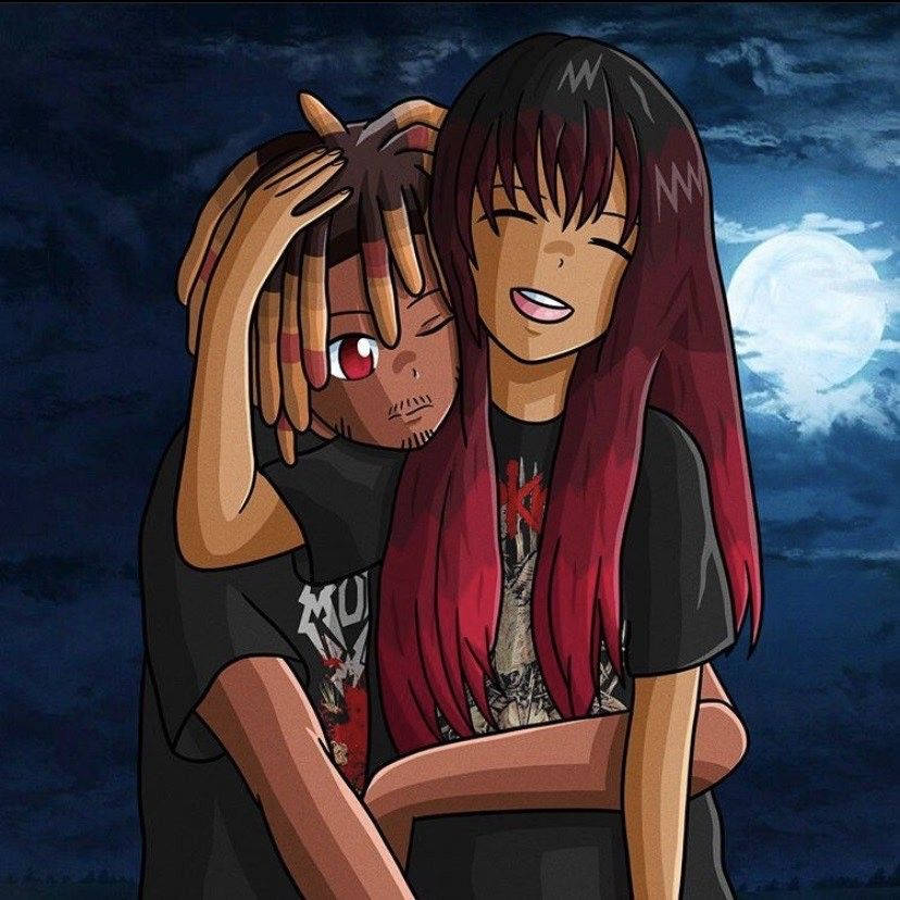 Juice Wrld, anime style, full moon, SD Desktop Wallpaper
