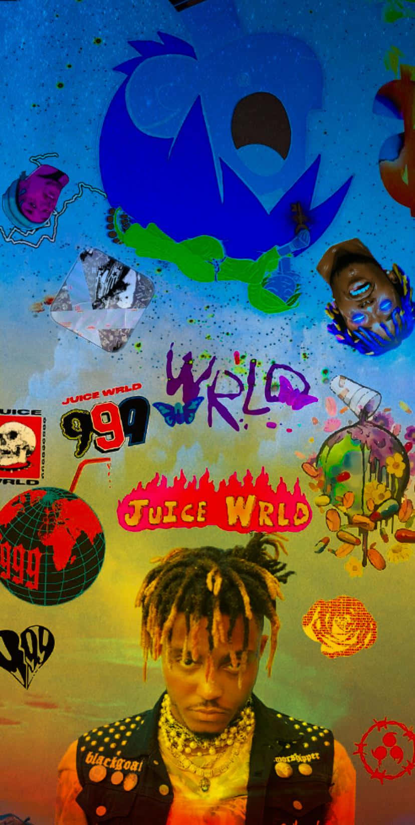 Juice WRLD, graffiti art skulls, bold text, HD Phone Wallpaper