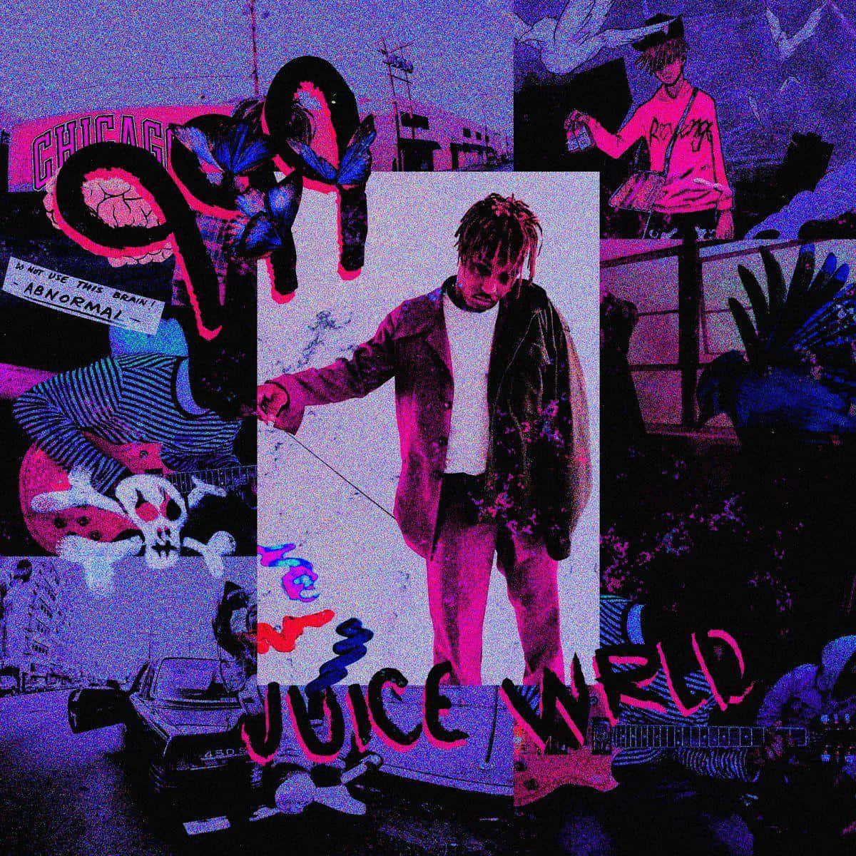 Juice WRLD, Purple Aesthetic, glitch-art collage, SD Desktop Wallpaper
