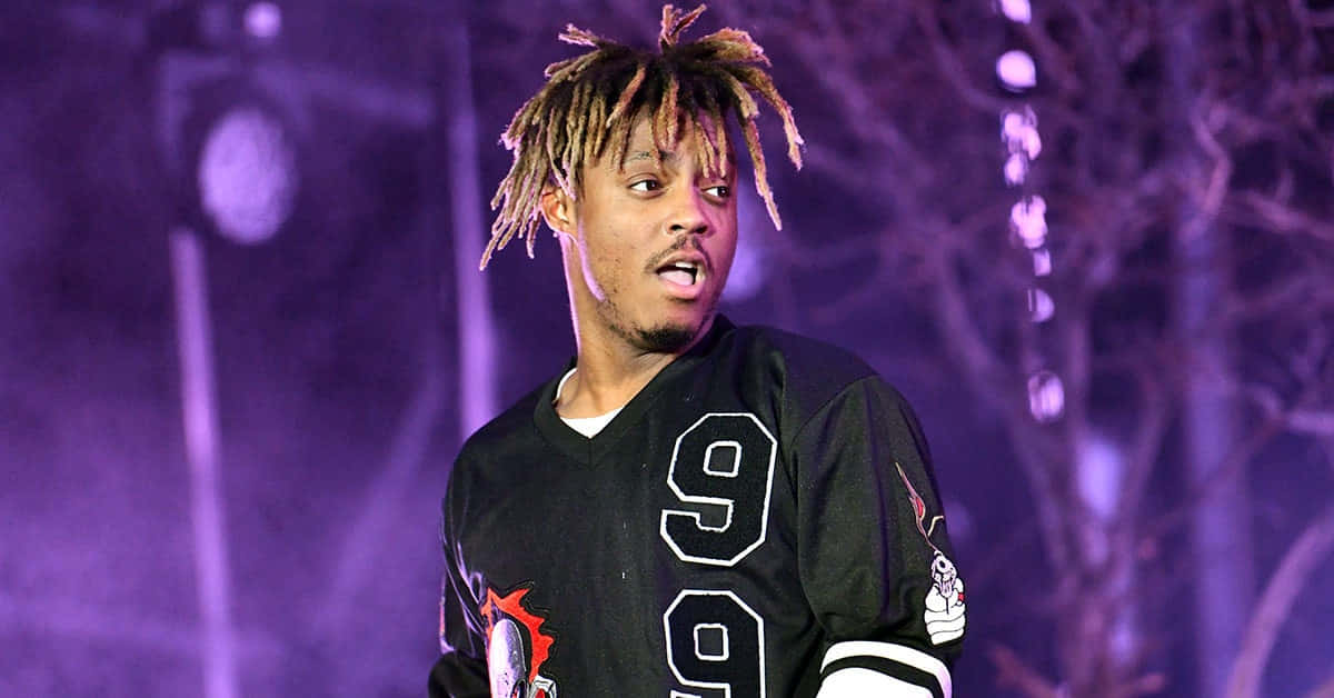Juice Wrld, purple lights, dreadlocks, SD Desktop Wallpaper