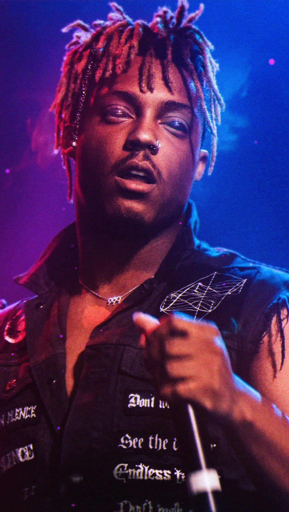 Juice Wrld Concert, red and blue dreadlocks, vibrant stage lights, Full HD Phone Wallpaper