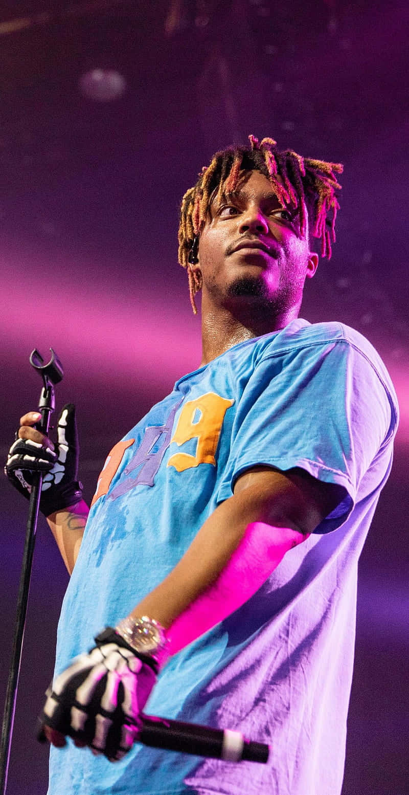 Juice Wrld, vibrant purple stage lights, male performer, HD Phone Wallpaper
