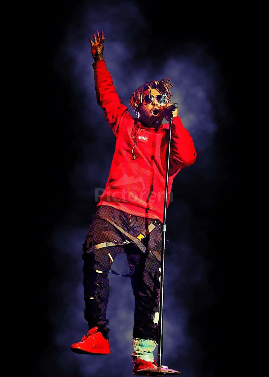 Juice Wrld, red hoodie, sunglasses, SD Phone Wallpaper