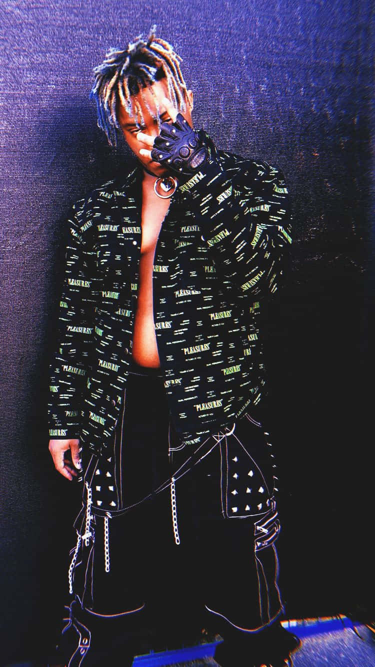 Juice Wrld iPhone, blue-tipped dreadlocks, black jacket, HD Phone Wallpaper