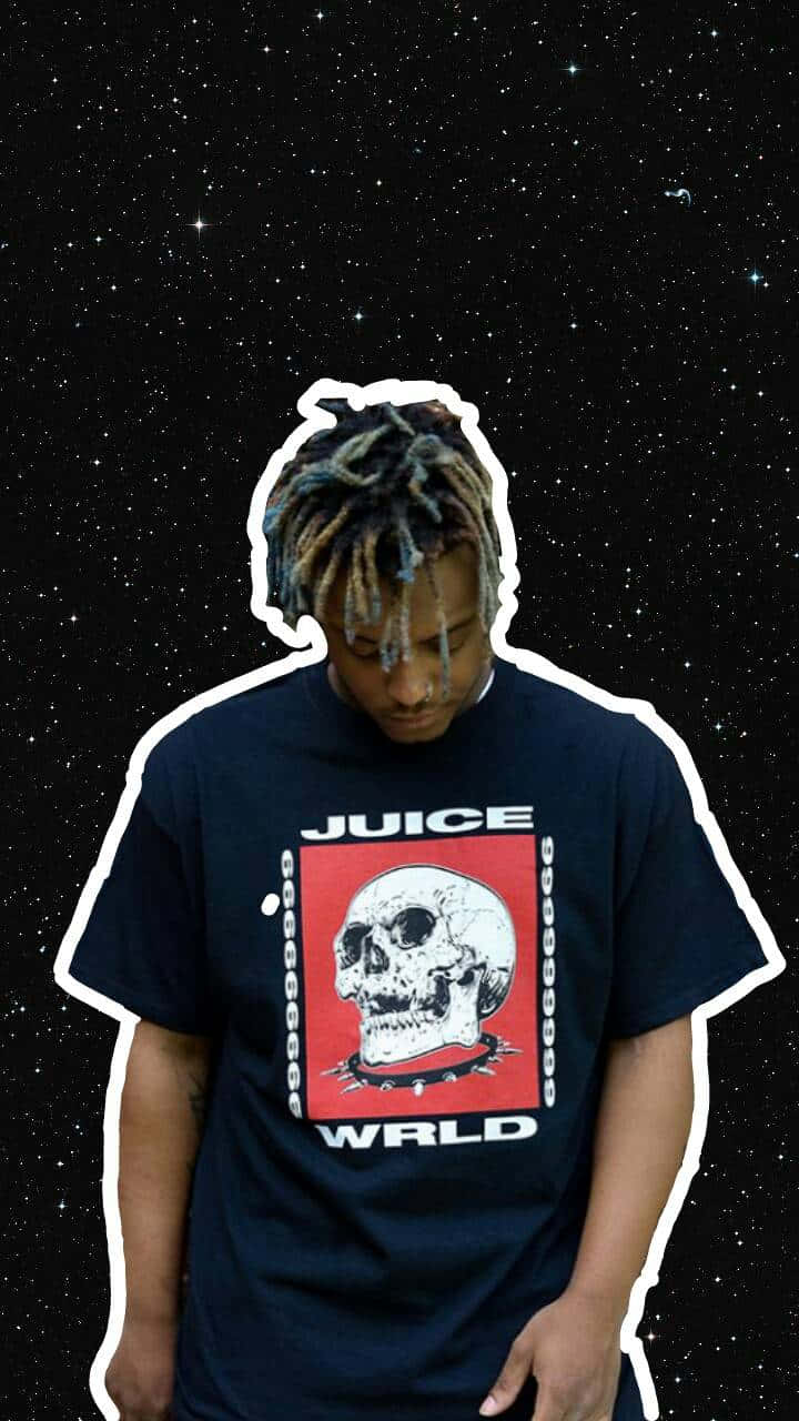 Juice WRLD, black t-shirt, red skull graphic, HD Phone Wallpaper