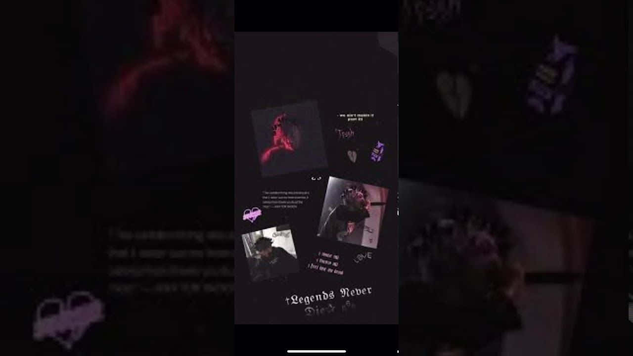 Juice Wrld, Live, glowing pink and purple hearts, HD Desktop Wallpaper