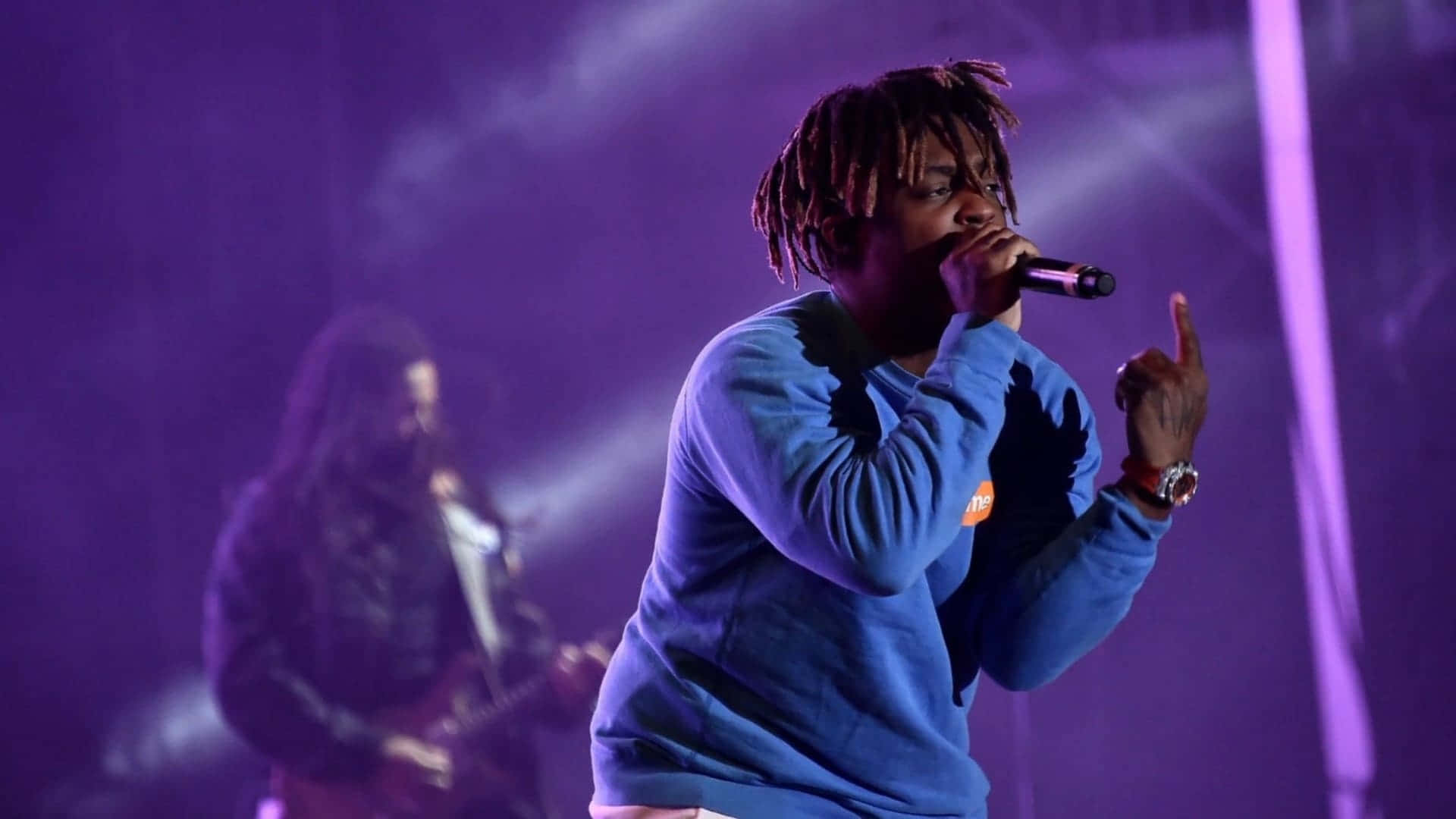 Juice Wrld, purple stage lights, dreadlocks, Full HD Desktop Wallpaper