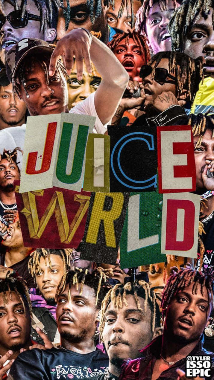 Juice Wrld, vibrant collage, expressive faces, SD Phone Wallpaper