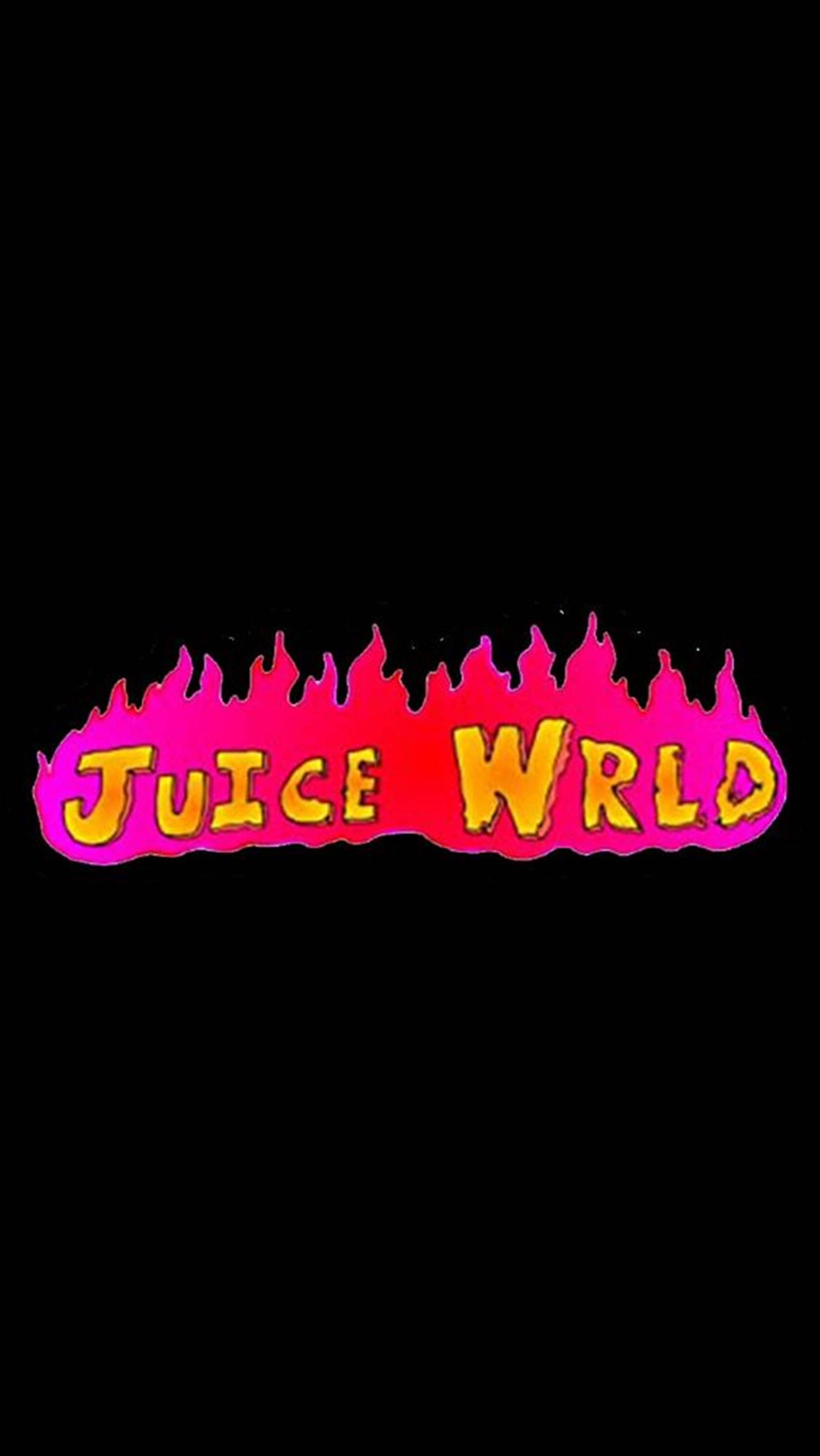 Juice Wrld, black background, bold yellow text, 2K Phone Wallpaper