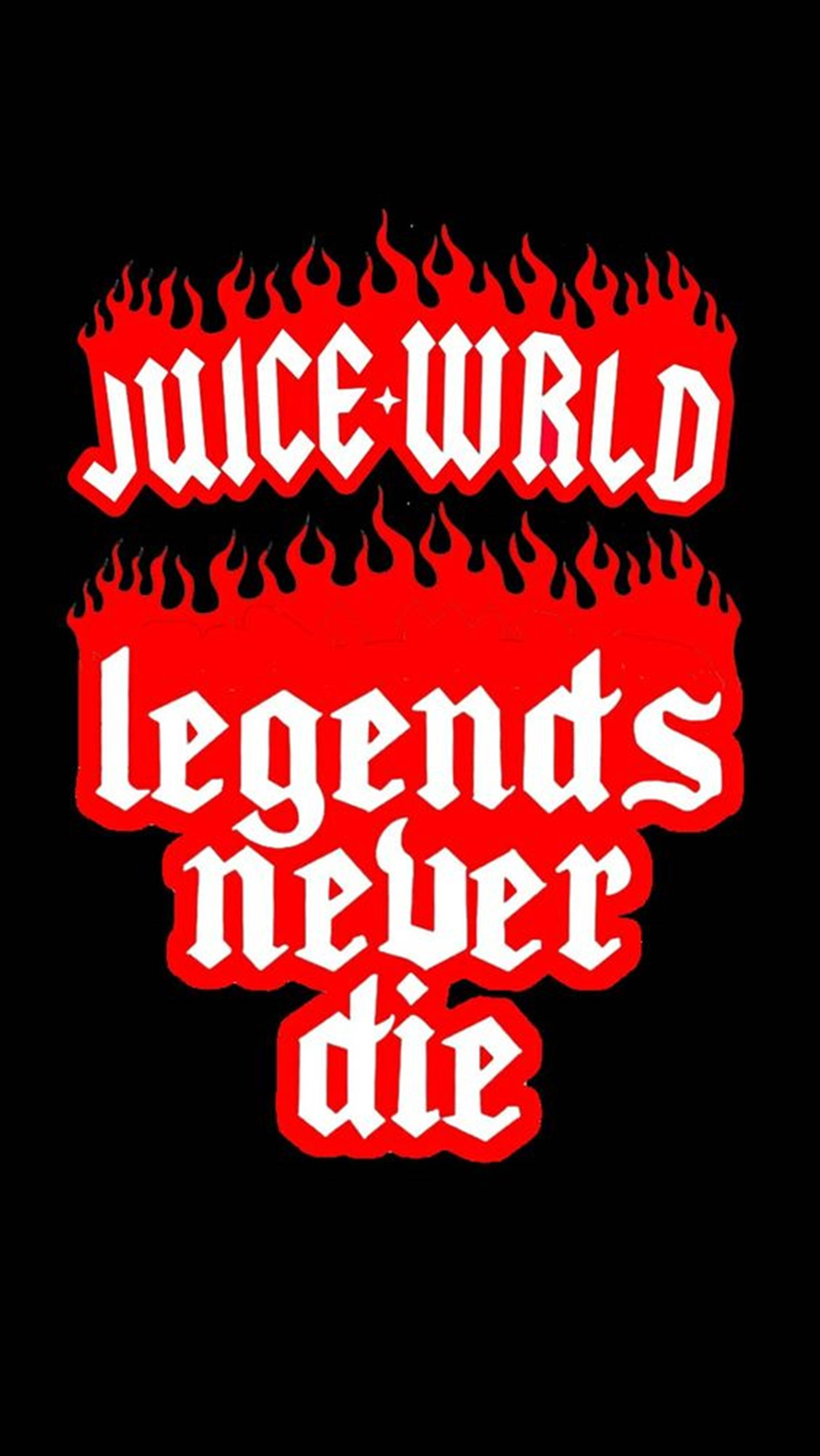Juice WRLD, Fiery Red, flame-shaped text, 2K Phone Wallpaper