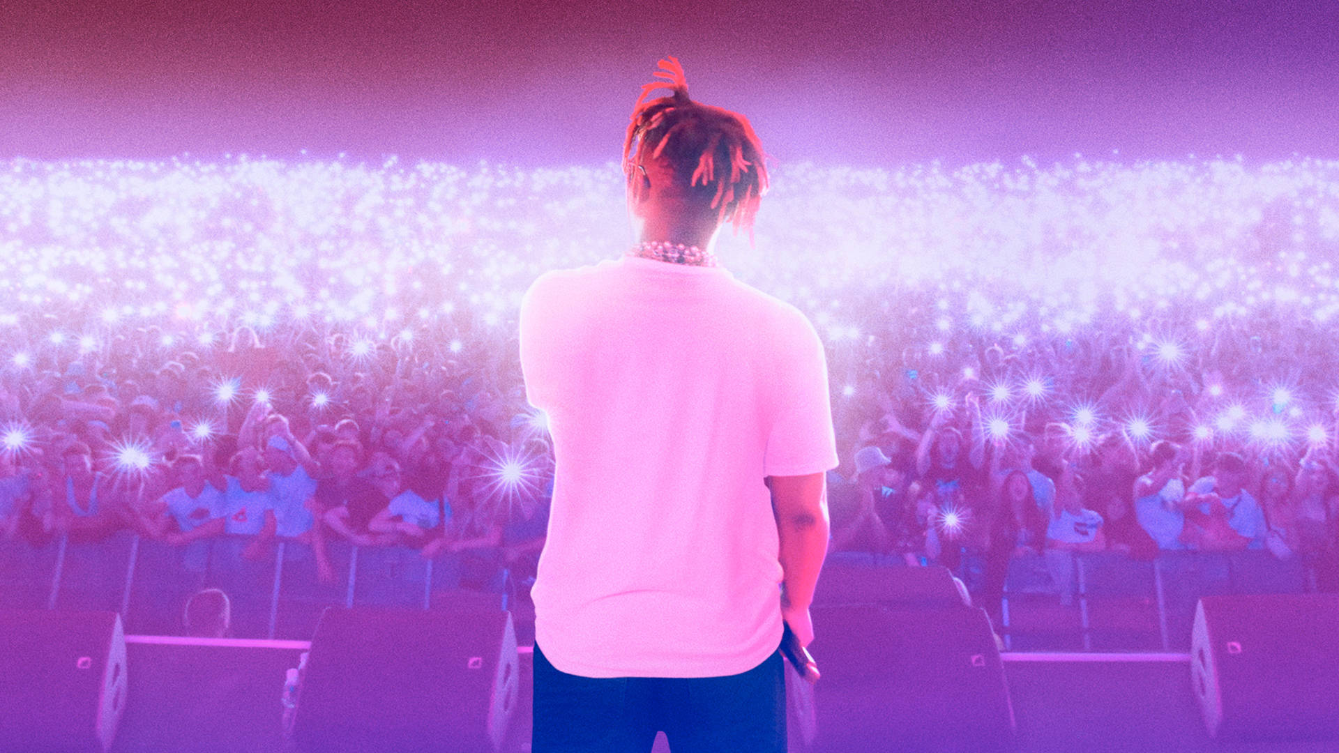 Juice Wrld, purple light, glowing phone flashlights, Full HD Desktop Wallpaper