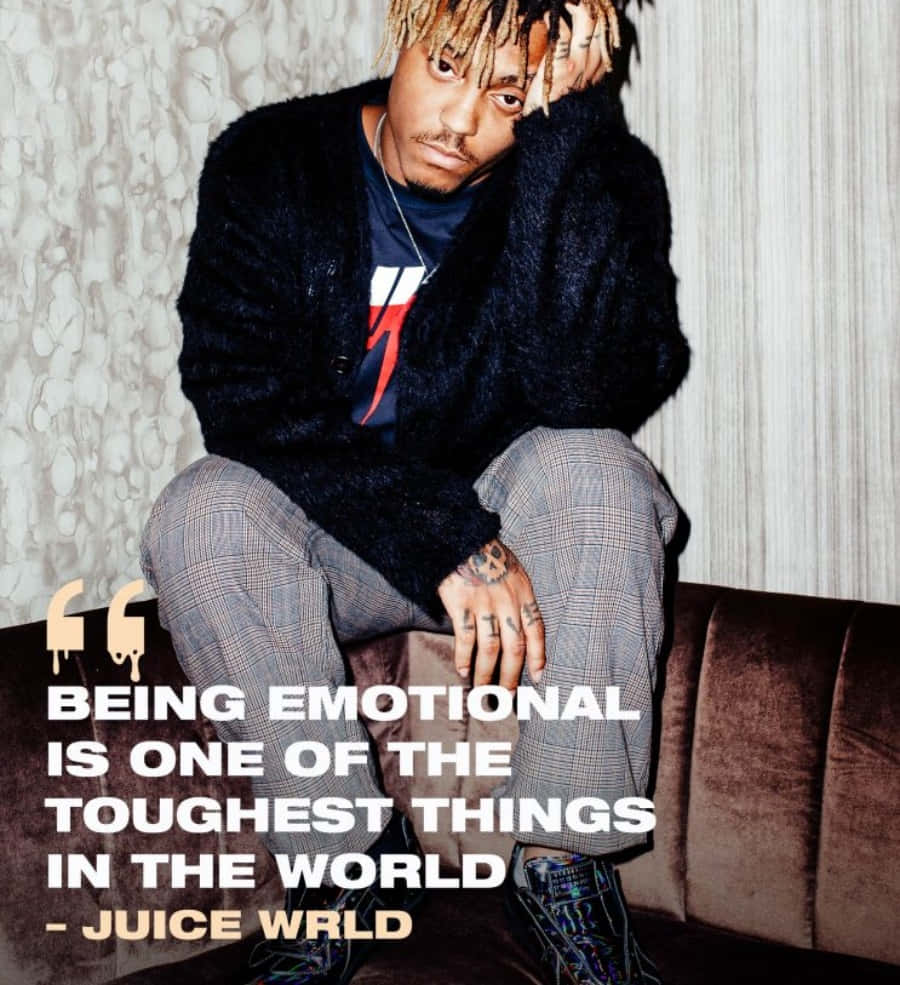 Juice WRLD, brown couch, black fuzzy sweater, SD Phone Wallpaper