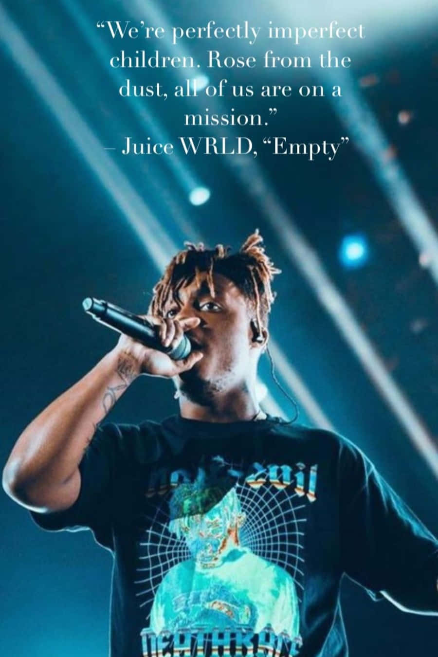 Juice WRLD, blue stage lights, microphone, HD Phone Wallpaper