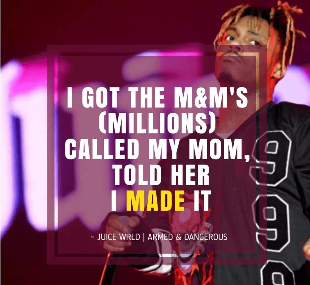 Juice WRLD, vibrant purple-lit stage setting, bold text overlay, SD Desktop Wallpaper