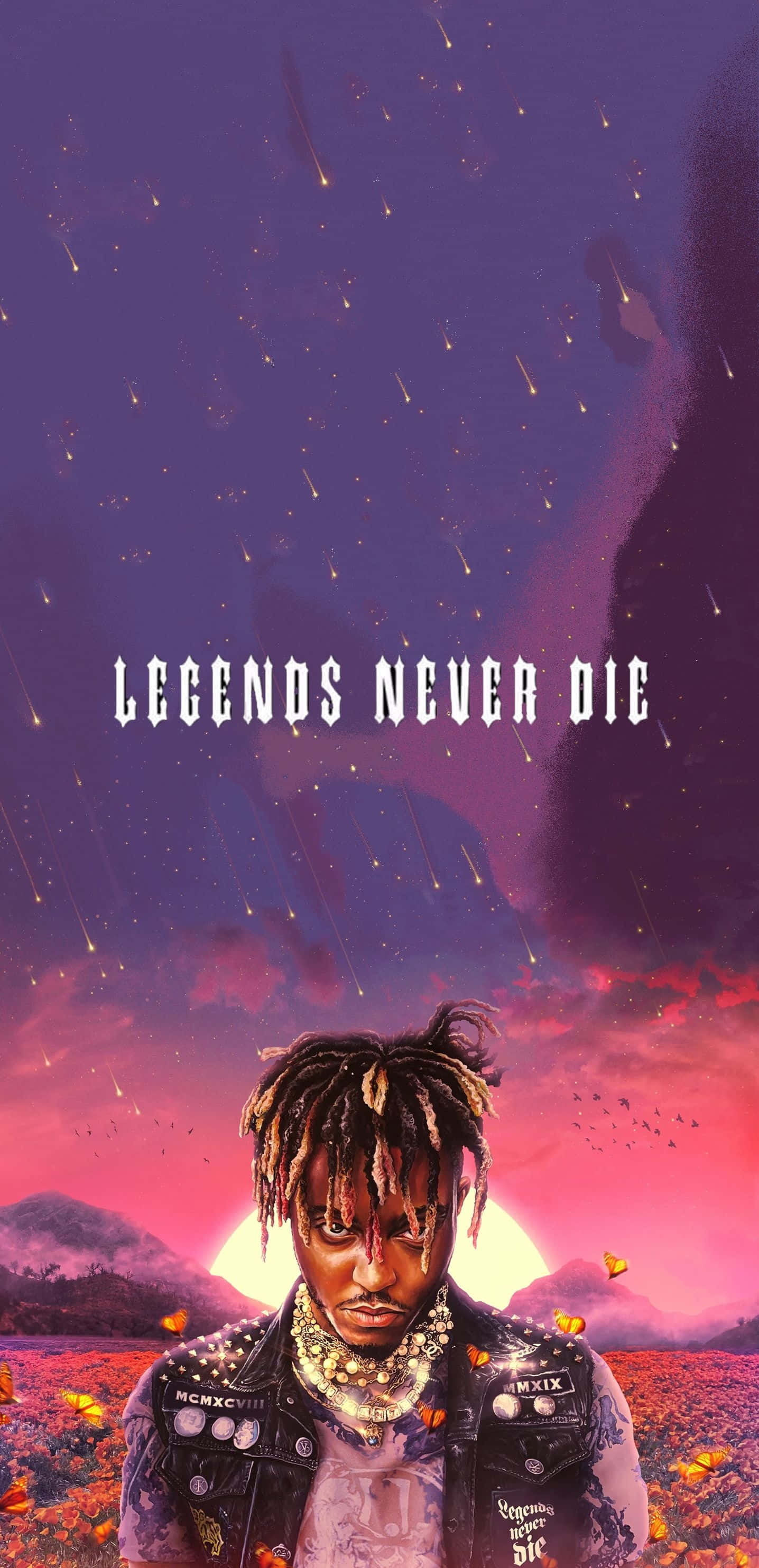 Juice WRLD, dreadlocks, surreal sunset sky, 2K Phone Wallpaper