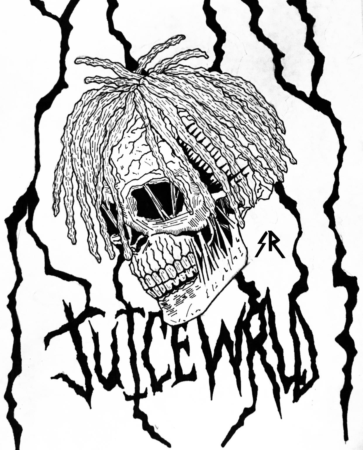 Juice Wrld, 999 Skull Logo, black and white skull, HD Phone Wallpaper