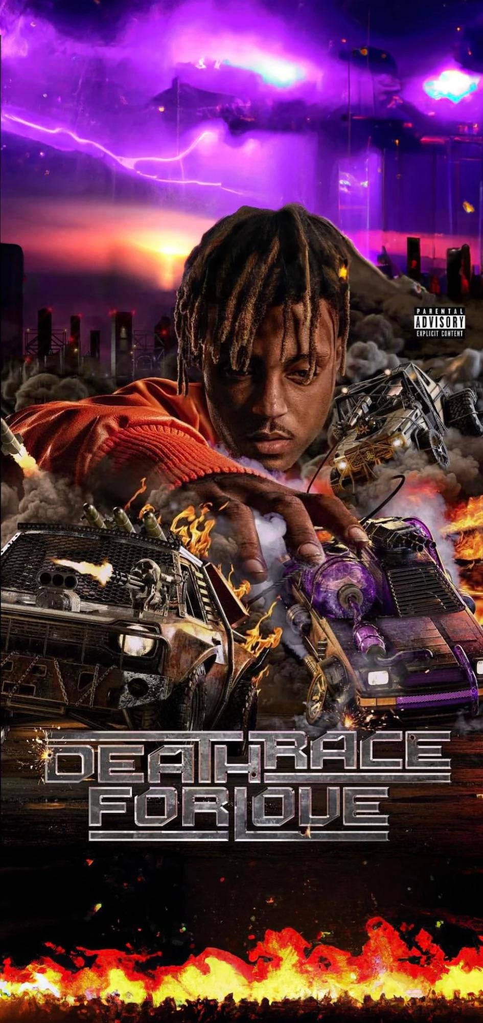 Juice Wrld, fire phone, neon-lit dystopian cityscape, Full HD Phone Wallpaper