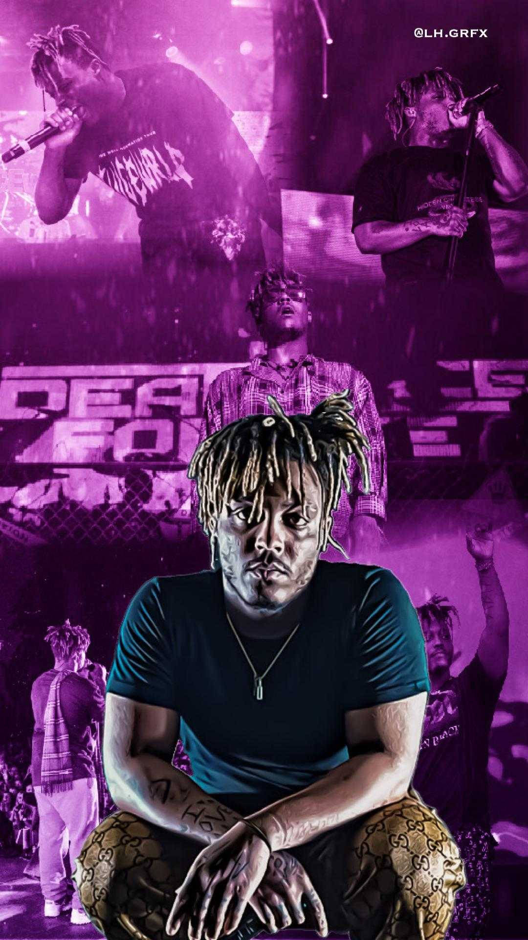 Juice WRLD, purple background, dreadlocks, Full HD Phone Wallpaper